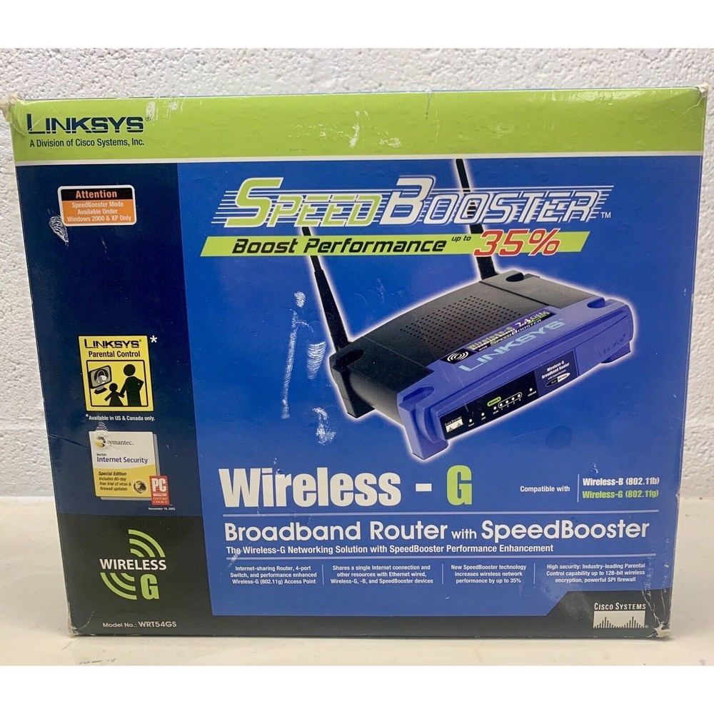 Linksys WRT54GS Wireless-G Router Broadband  2.4GHz Speed Booster